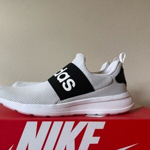 Adidas White and Black Mesh Slip-Ons